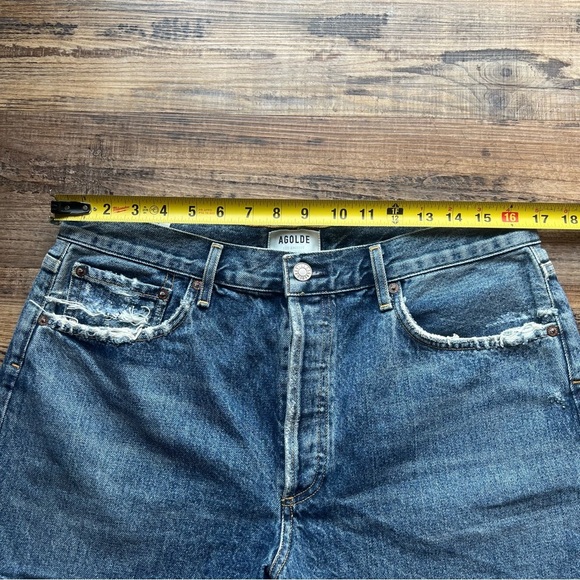 Agolde Womens Reese Blue Denim Cut Off Shorts Button Fly 100% Cotton Size 31 - Picture 3 of 10